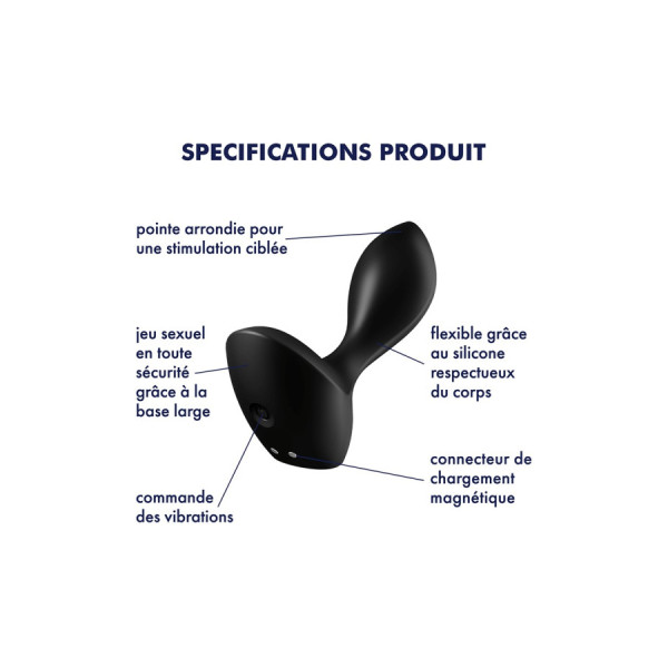 Plug anal vibrant noir USB Backdoor Lover Satisfyer 